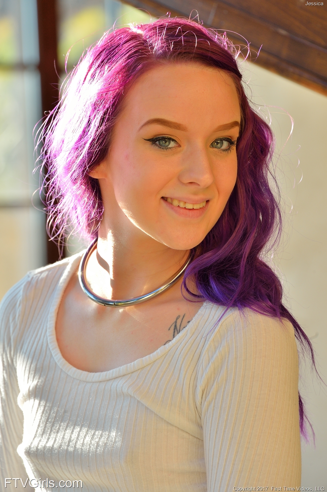 Teen FTV Girl Jessica With Purple Hair Masturbates and Fists Her Shaved Pussy